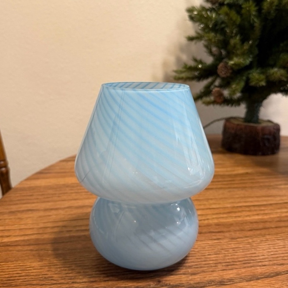 Elegant Blue Glass mushroom lamp
